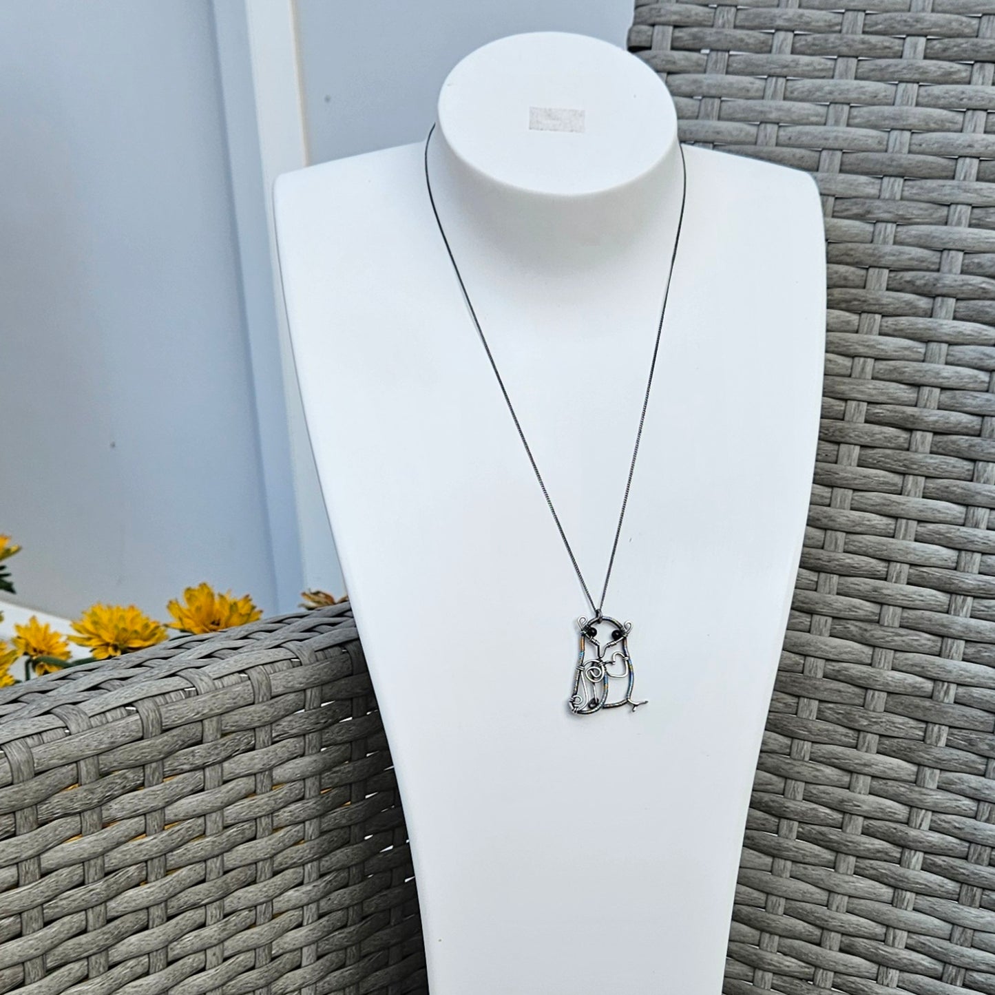 Owl Pendant Necklace Made from Sterling Silver Wire (Copy)