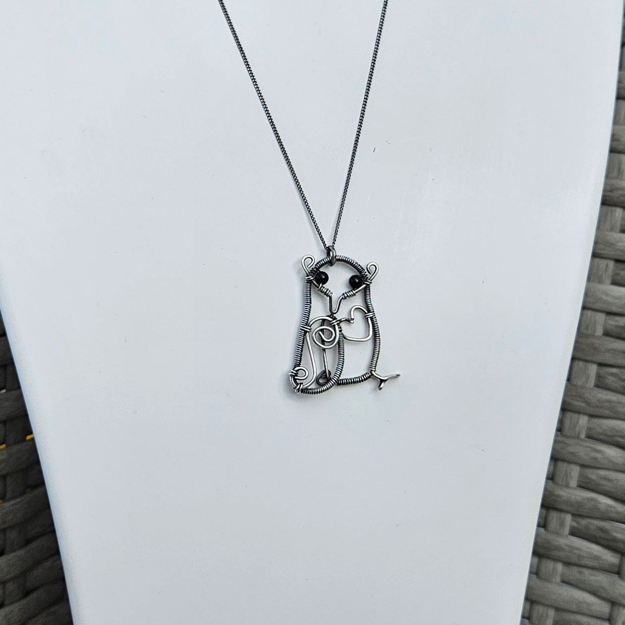 Owl Pendant Necklace Made from Sterling Silver Wire (Copy)