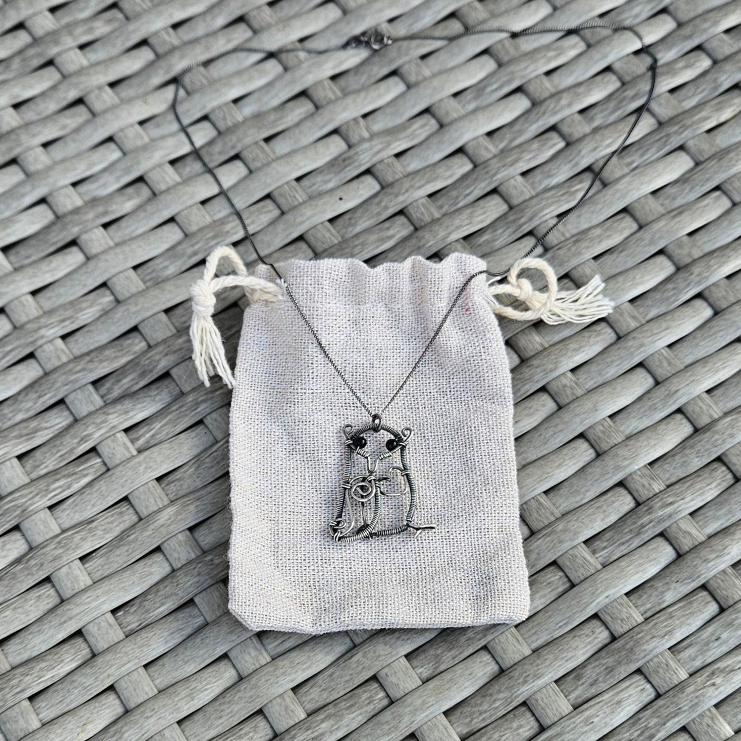 Owl Pendant Necklace Made from Sterling Silver Wire (Copy)