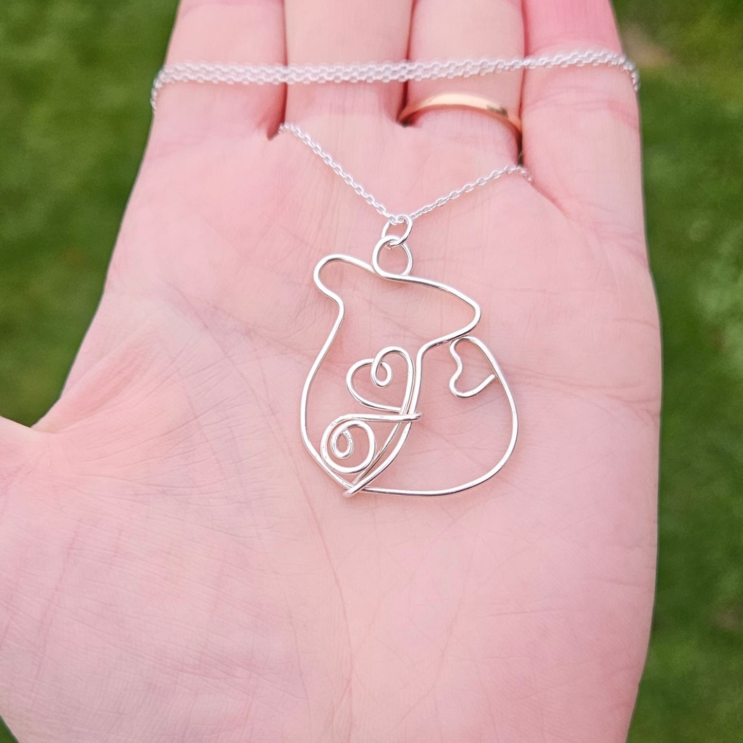 Rat Pendant Necklace Made in Sterling Silver Wire