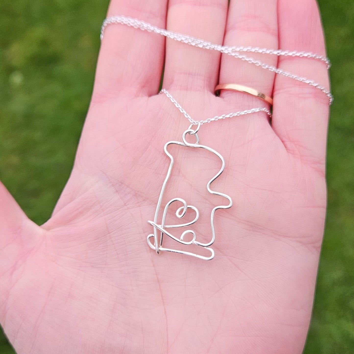 Hamster Pendant Necklace Made in Sterling Silver Wire