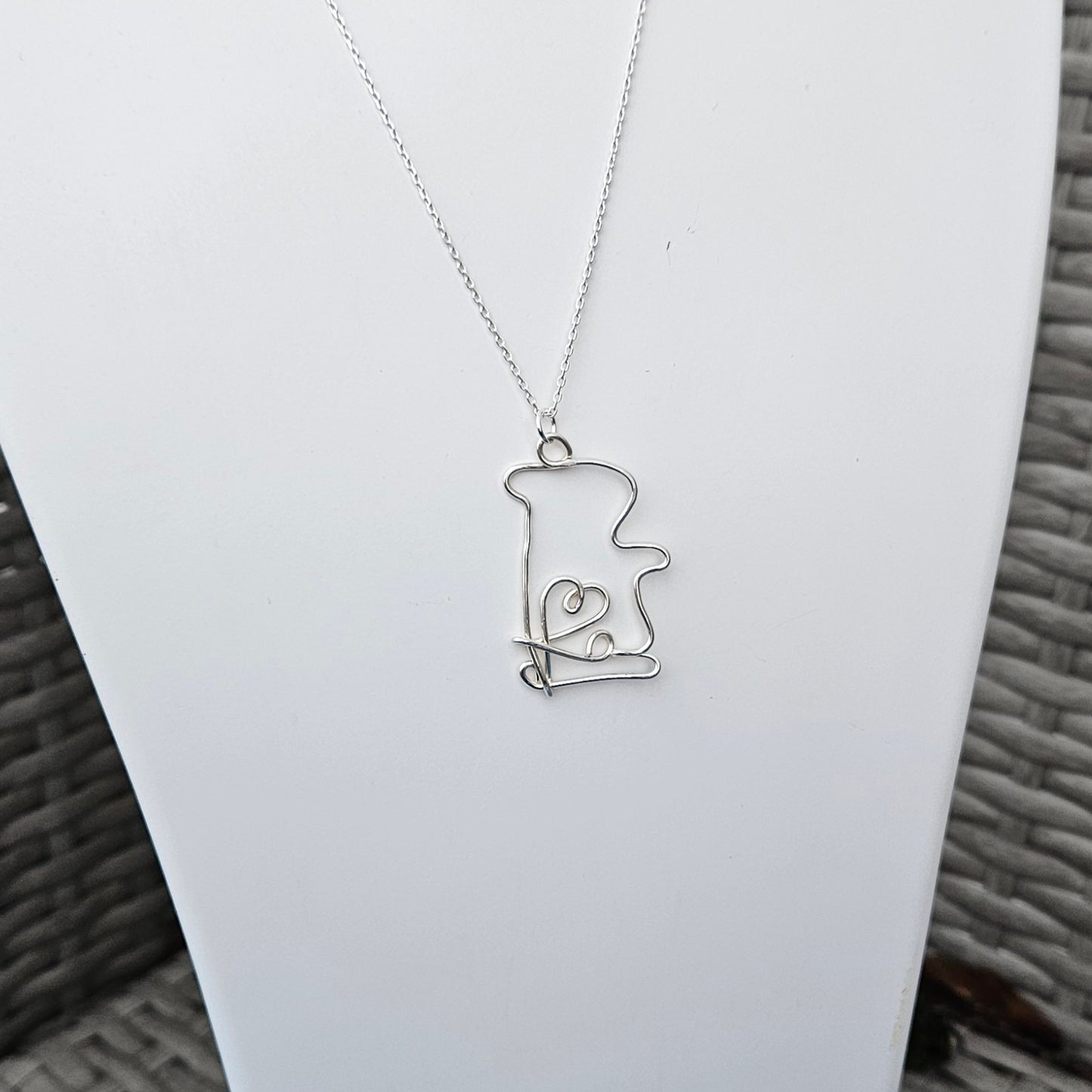 Hamster Pendant Necklace Made in Sterling Silver Wire