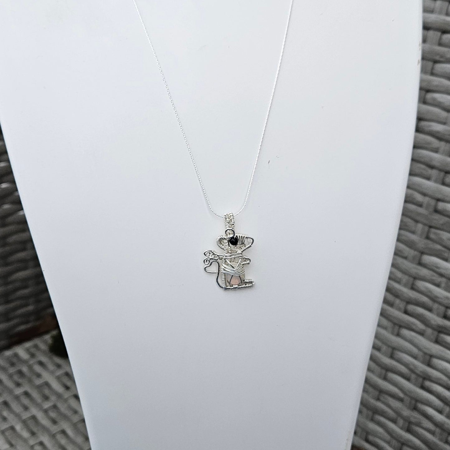 Rat Pendant Necklace made in Sterling Silver featuring Faceted Ethiopian Opal