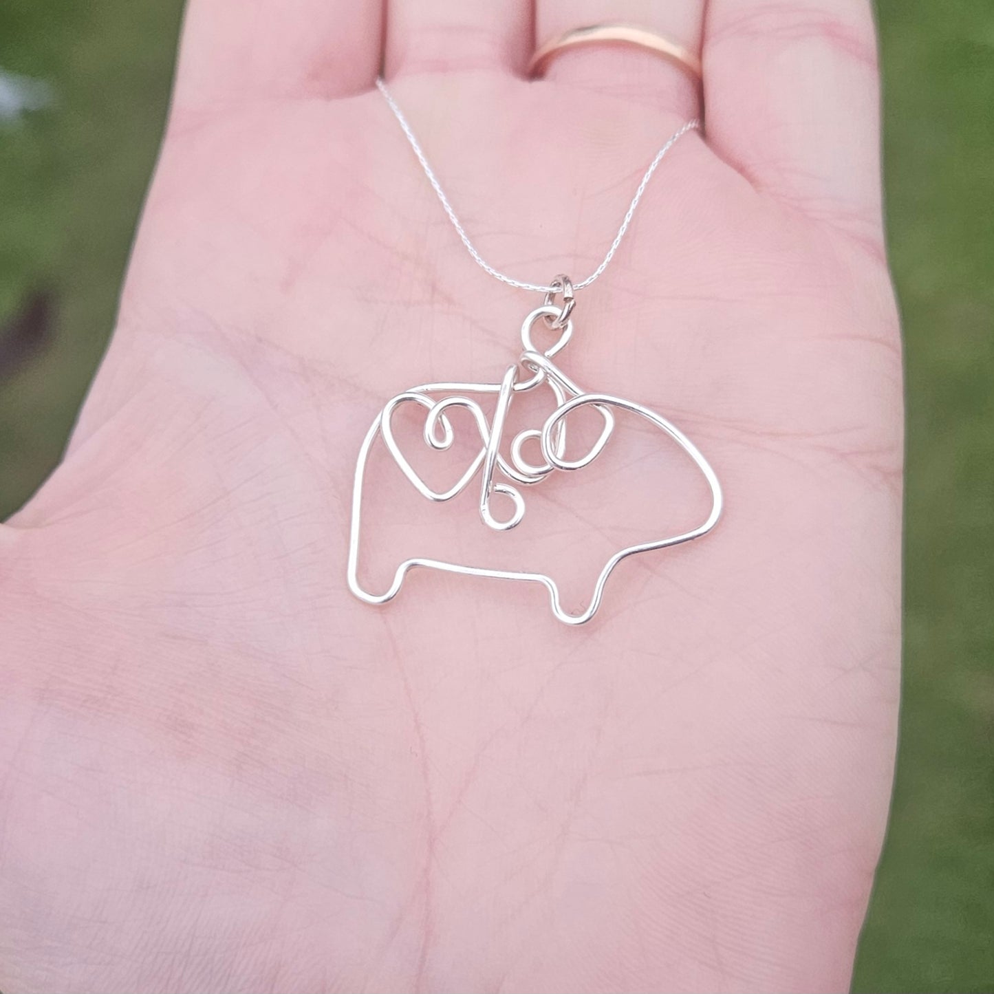 Guinea Pig Pendant Necklace Made in Sterling Silver Wire