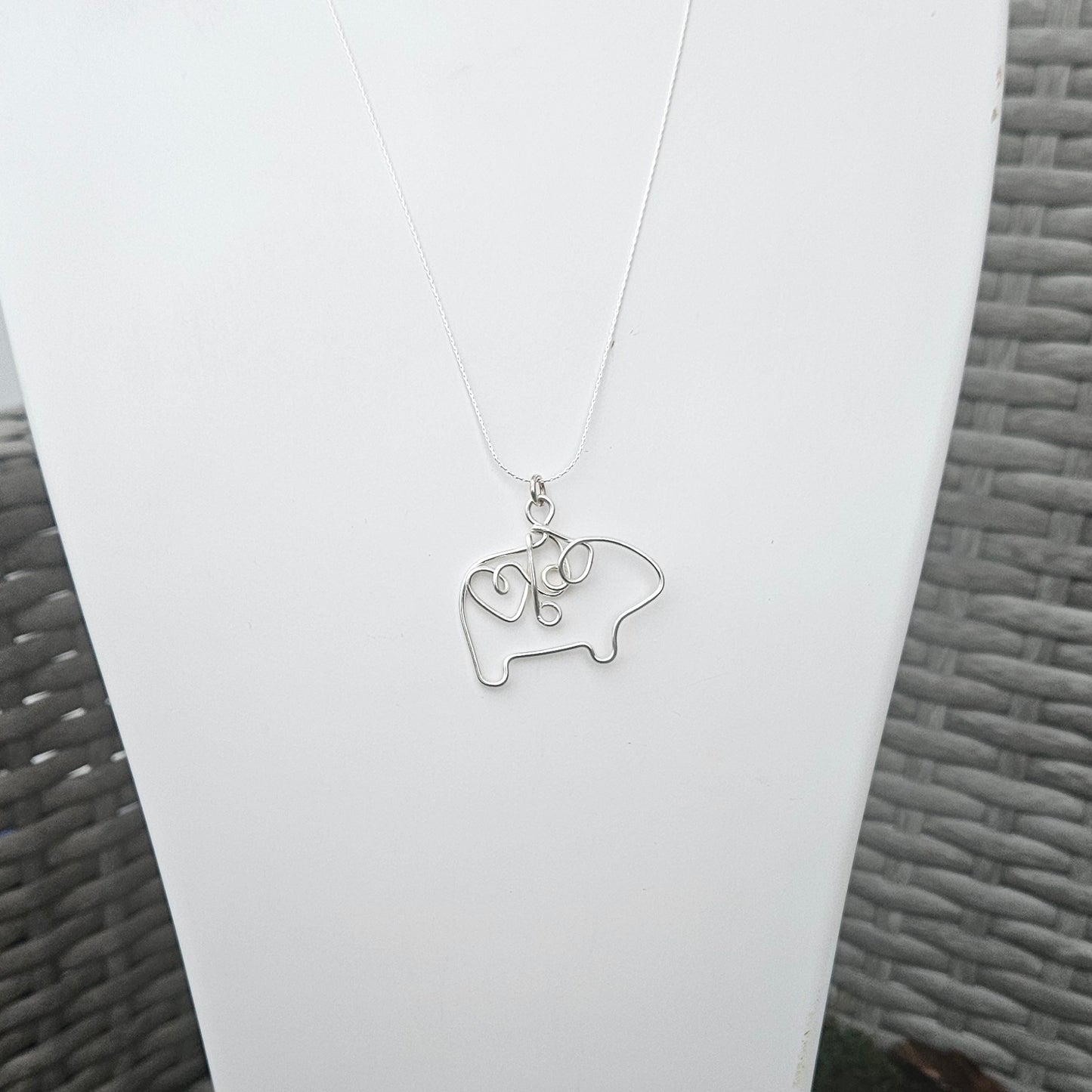 Guinea Pig Pendant Necklace Made in Sterling Silver Wire