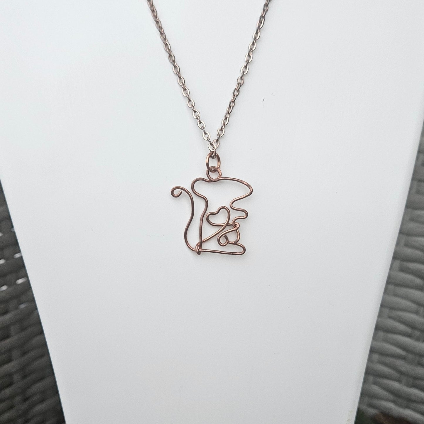 Mouse Pendant Necklace Made in Copper Wire