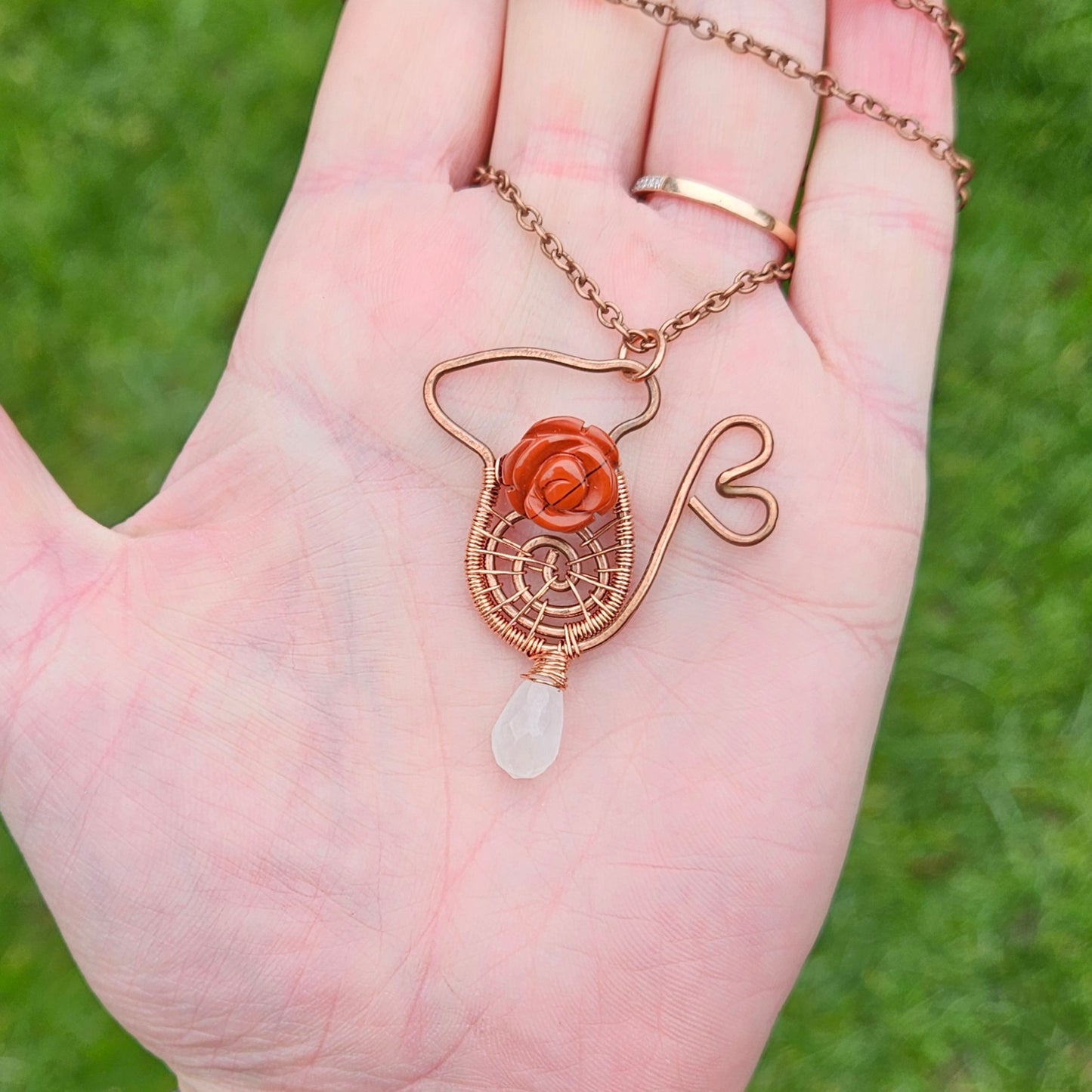 Rat Spiral Necklace Made in Hammered Copper Wire