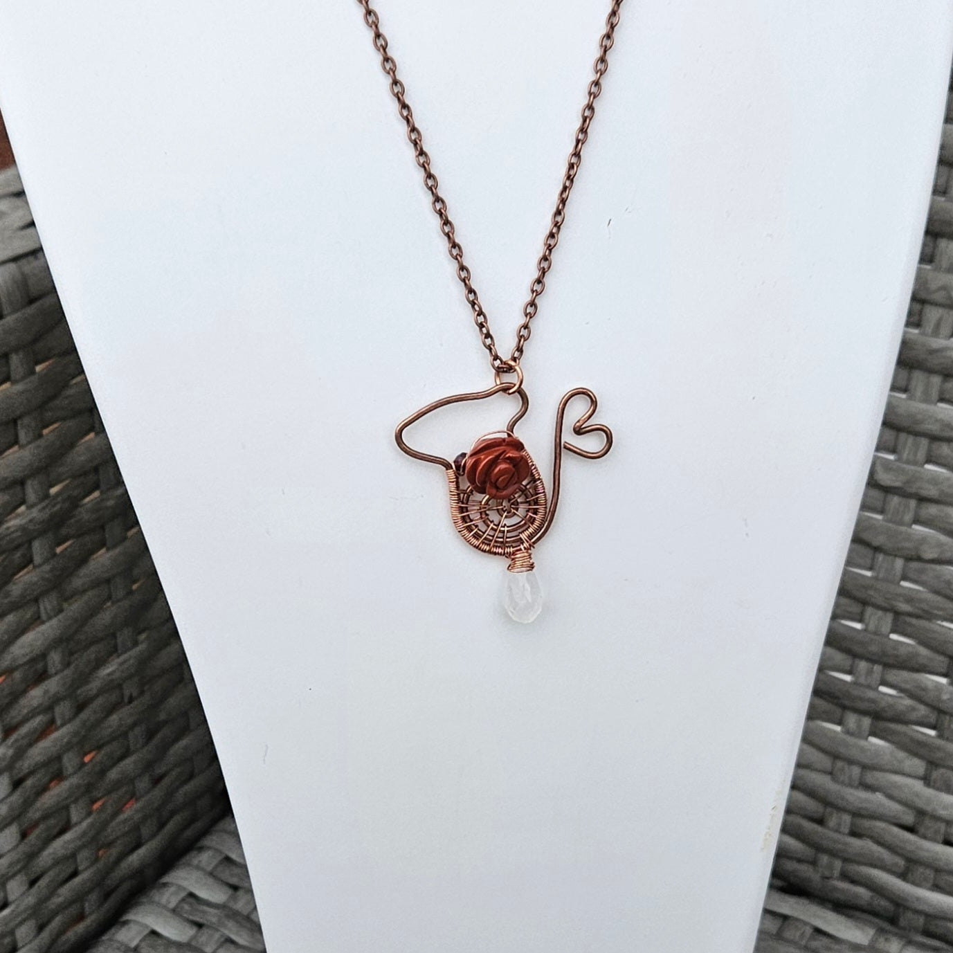 Rat Spiral Necklace Made in Hammered Copper Wire