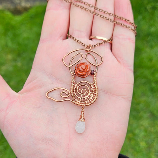 Dog Spiral Necklace Made in Hammered Copper Wire