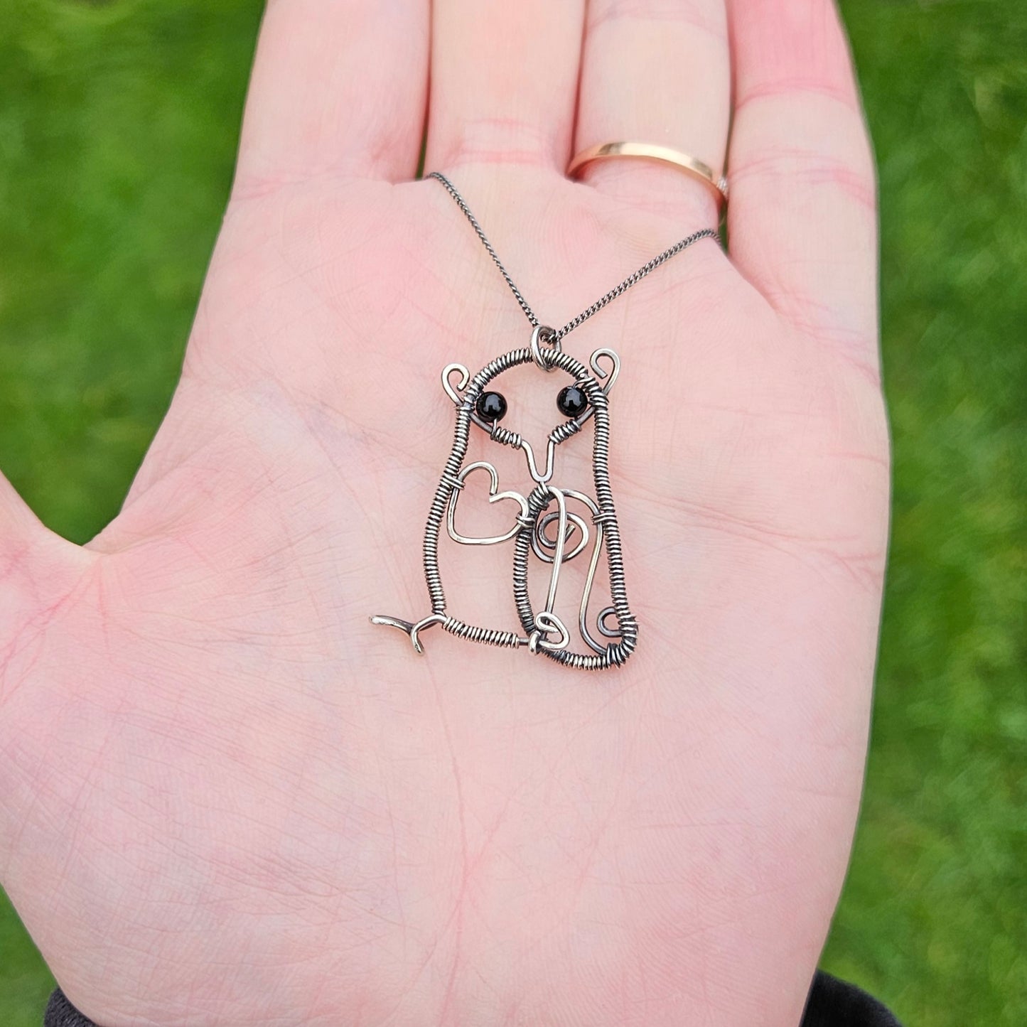 Owl Pendant Necklace Made from Sterling Silver Wire (Copy)